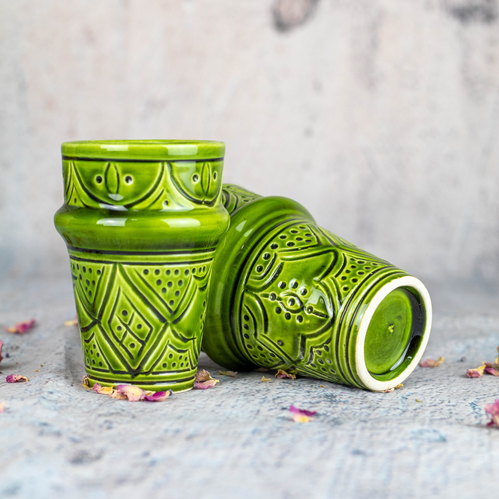 Moroccan Hand Painted Pottery Tumbler Mug