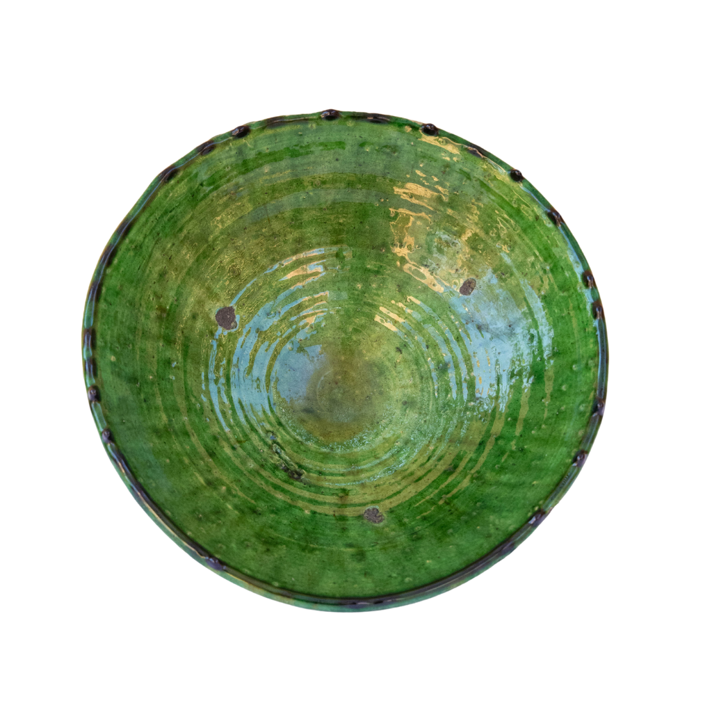Moroccan Vintage Tamegroute Green Glazed Bowls