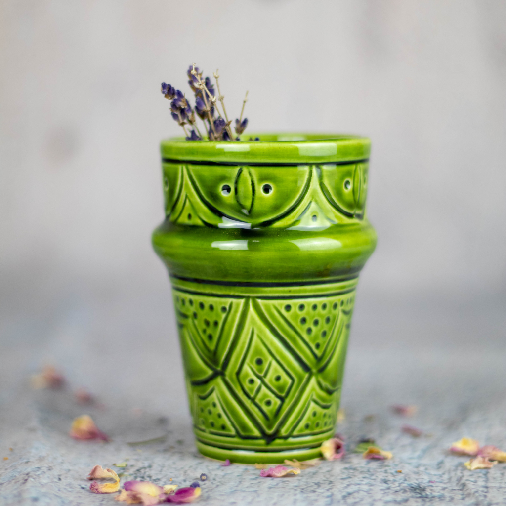Moroccan Hand Painted Pottery Tumbler Mug