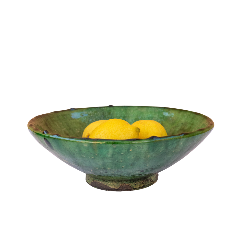 Moroccan Vintage Tamegroute Green Glazed Bowls