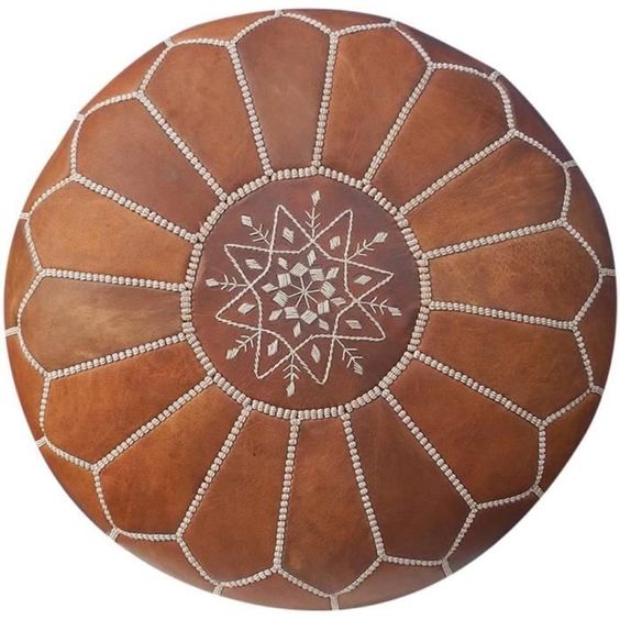 Handmade Moroccan Embroidered Pouf